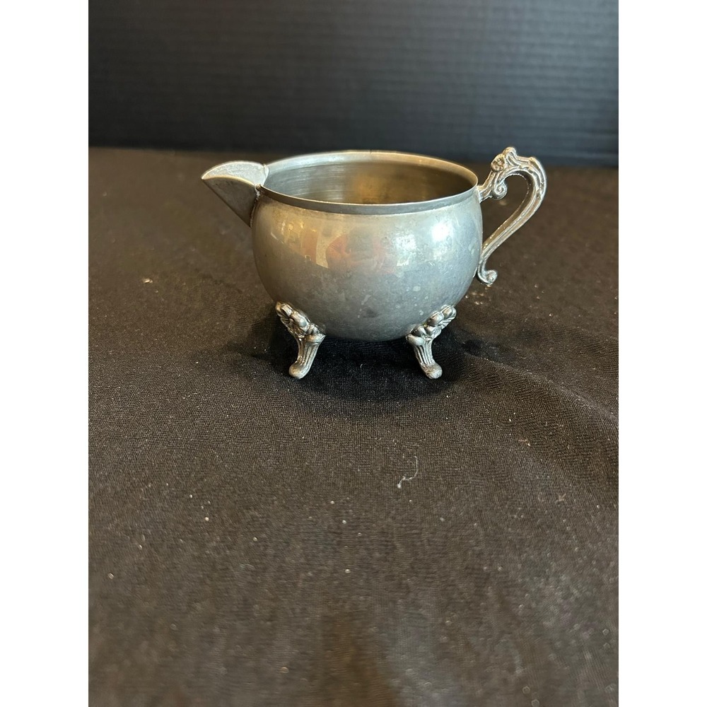 Vintage Leonard‎ Silver Plated Footed Creamer Detailed Floral 3.25" Tall
